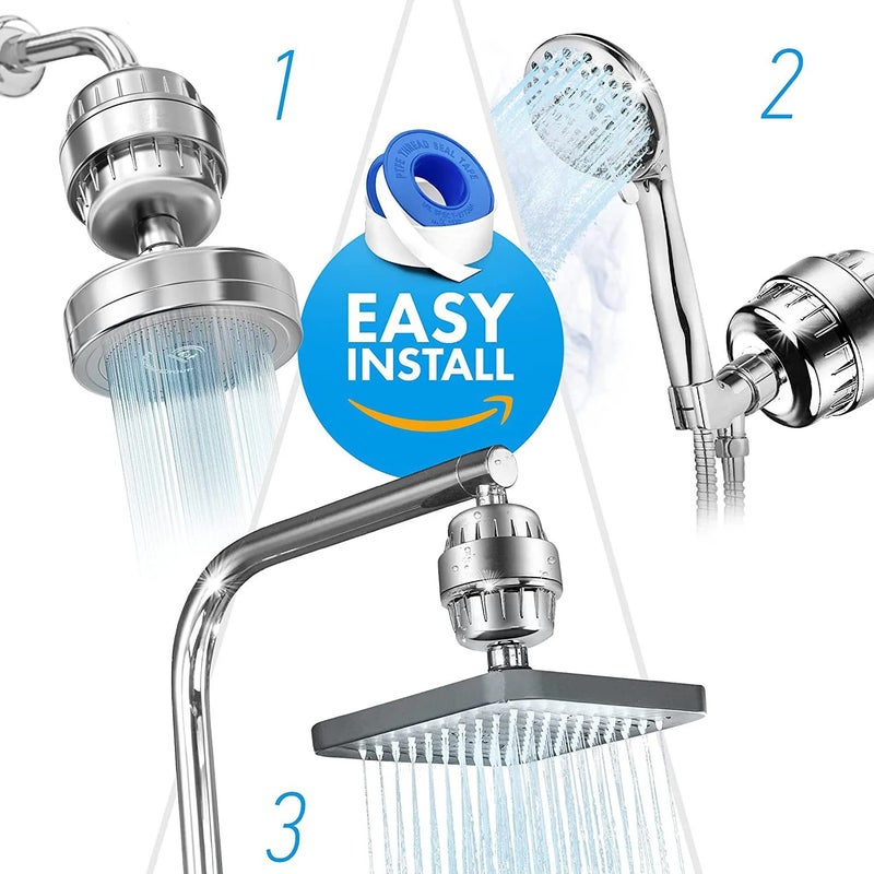 Bluejw Portable Luxury 15 Stage Shower Filter - Handheld Vitamin C Shower Head for Hard Water & Chlorine Removal - Image 4